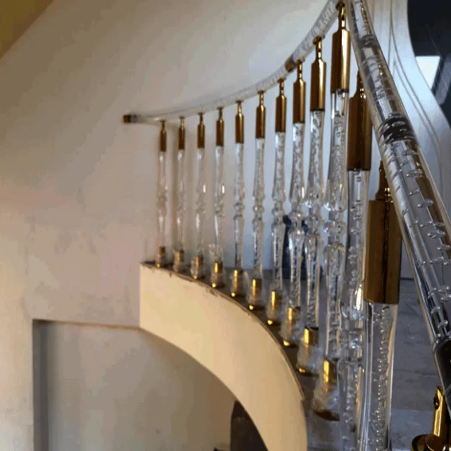 New Arrival Indoor Acrylic Stair Railing Plastic Stair Handrail Crystal Glass Stair Pillar Clear Acrylic Baluster