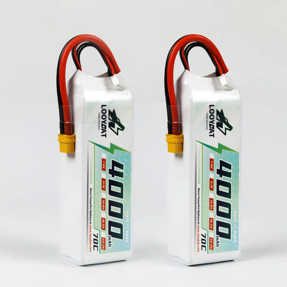 LOOYBAT Custom Lipo RC Battery 70C Discharge 6S 3S 4S 22.2V 11.1V 14.8V 4000mAh 4500mah 5200mAh Lithium Racing Drone Batteries