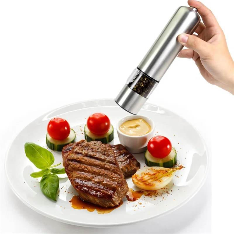 2023 Electric Salt Pepper Mill Stainless Steel One-handed operation Spice Mill