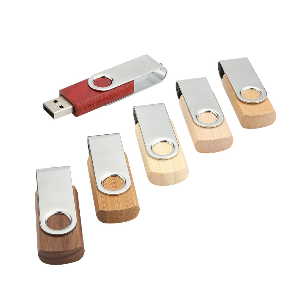 Promotional Custom Wedding Gifts USB 2.0 Wooden Swivel USB Flash Drive Laser Printing LOGO flash disk