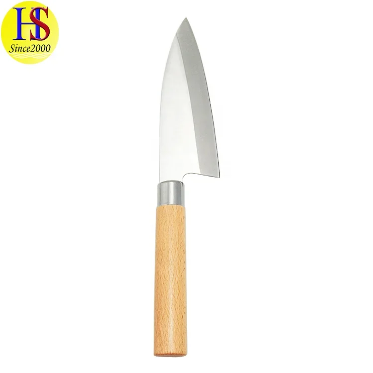 Кухонный японский шеф-нож мясника из нержавеющей стали 6,5 дюйма с деревянной ручкой