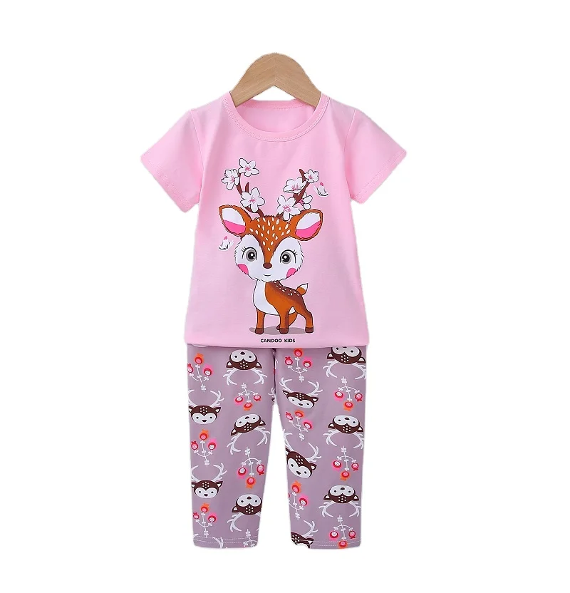 Factory directly sale Kids cotton clothing set sleep wear girls clothes Autumn pajamas