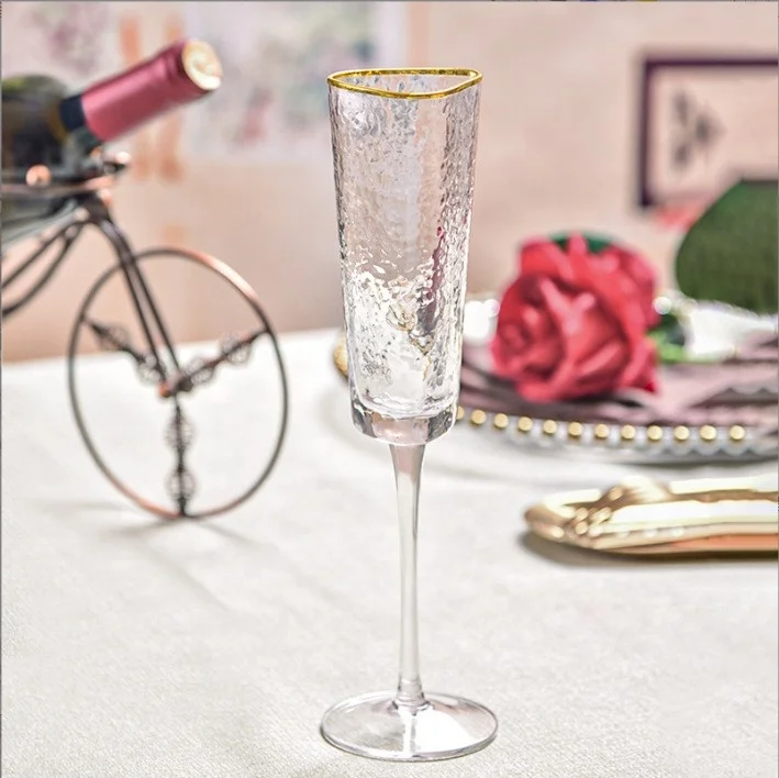 Wedding Luxury  Crystal   Wine Glass For Factory Wholesale Goblet Wine Glass With Golden Rim