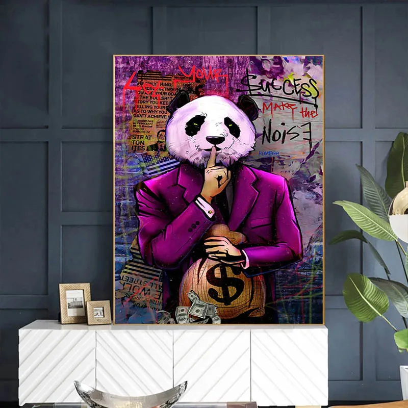 
Panda Let Your Success Make The Noise Motivitional Quotes Wall Art Picture For Home Decor Caudros Living Room Decoration Canvas 