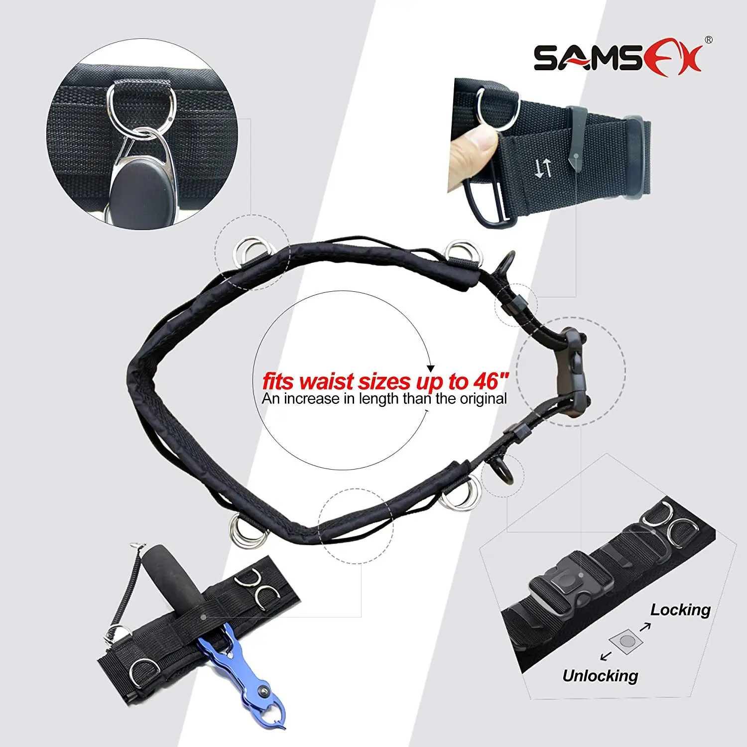 
SAMSFX Deluxe 2inches Wading Belt Straps Adjustable Wader Fishing Belts for Surf Casting Kayak Fishing Accessories 