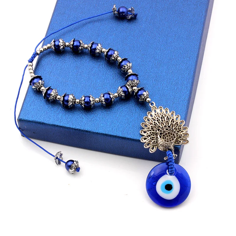 Kingcome Turkish Blue Eyes Glass Pendant Car Pendant Decoration Good Luck Evil Eye Peacock Dooe Window Wall Hanging