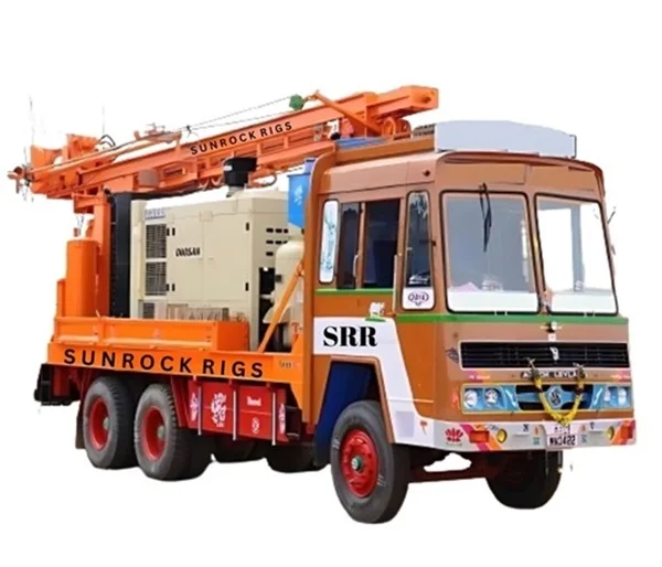 SUNROCK 400 DTH Drilling Rig Top Head Drive Robust Truck Mounted Rig Hydraulically Operated Engine Motor Gear Pump Gearbox Core