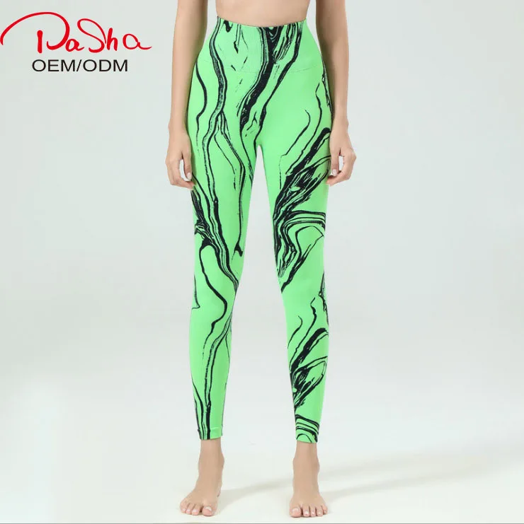 Pashasunshine 2021 cross-border tie-dye hip-up high-waist sports striped nude yoga tights peach hip quick-drying sweatpants