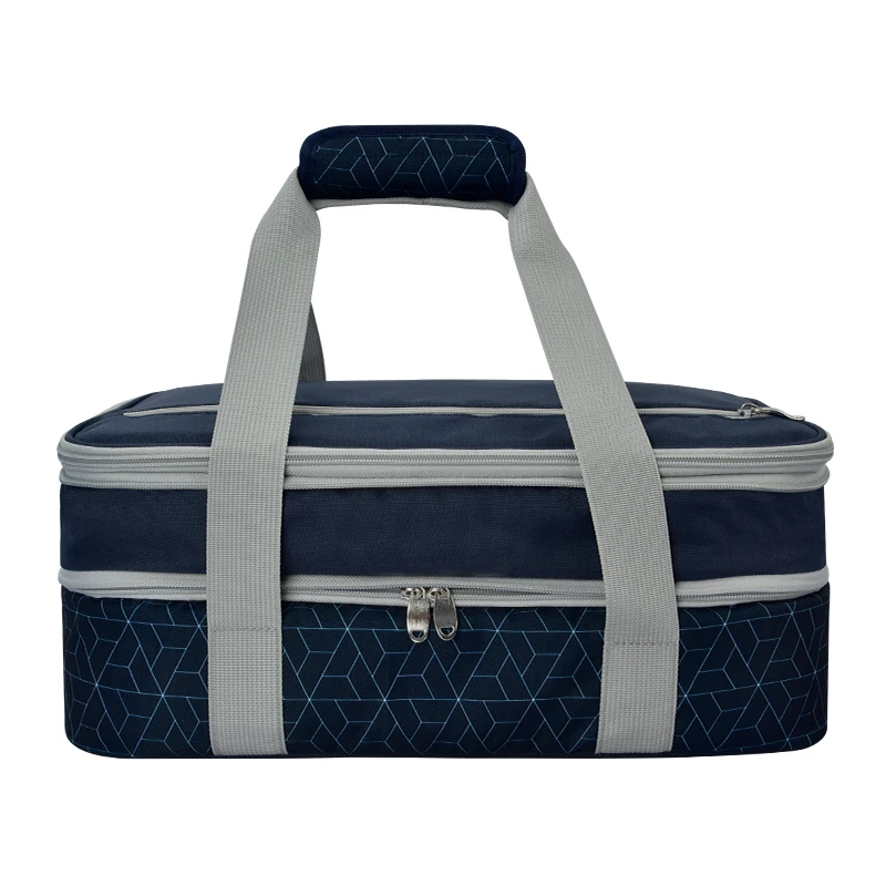 Double Decker Parties Picnic Beach Casserole Carrier Thermal Lunch Bag Tote Cooler Bag