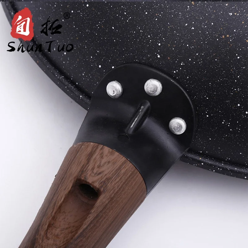 
5 layer composite bottom granite coating pre seasoned korean non-stick Refined iron hand made enamel frying cooking wok 
