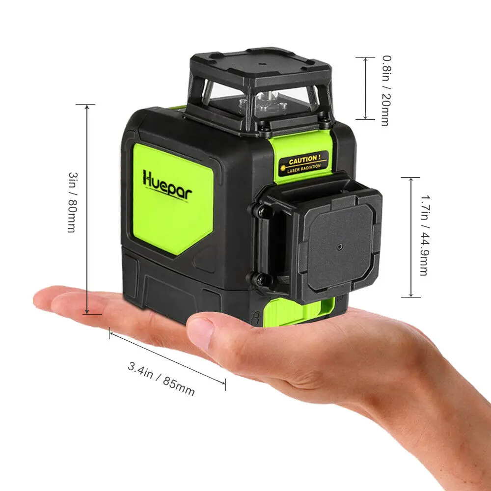 Huepar 902CR 8 lines 3D laser level Self-leveling Red Beam 360-Degree Coverage Horizontal & Vertical Laser with Pulse Mode