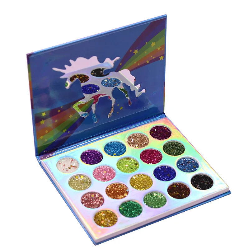 Лидер продаж Единорог 20 Цвет Блеск Тени для век лоток этап блеск перламутровый высокий пигмент палитры