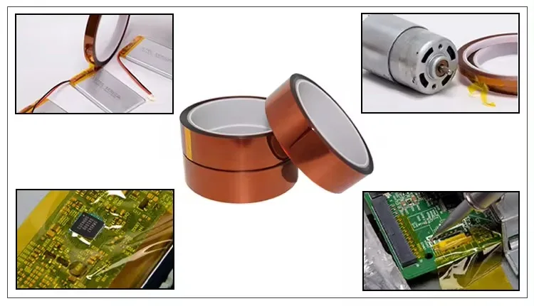YUFFEN Insulation Polyimide Film Tape Double Single Sided Kaptons Self Adhesive Tape Die Customized Hot Melt Acrylic Cut Golden