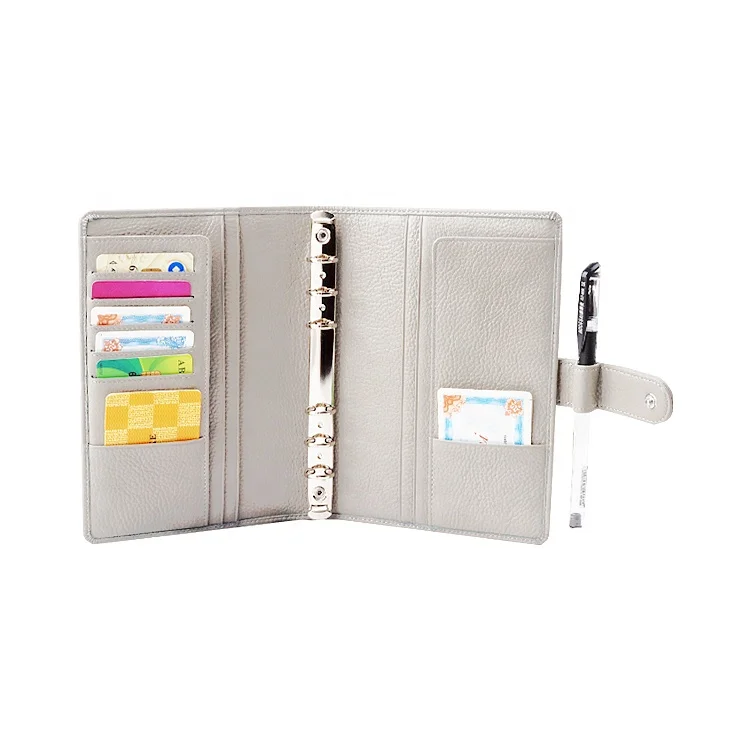 Ring Binder Portfolio Binder 6 Silver Hot Sale Full Grain Cow Genuine A5 Leather Ring Outline Notebook Leather Planner Winbond