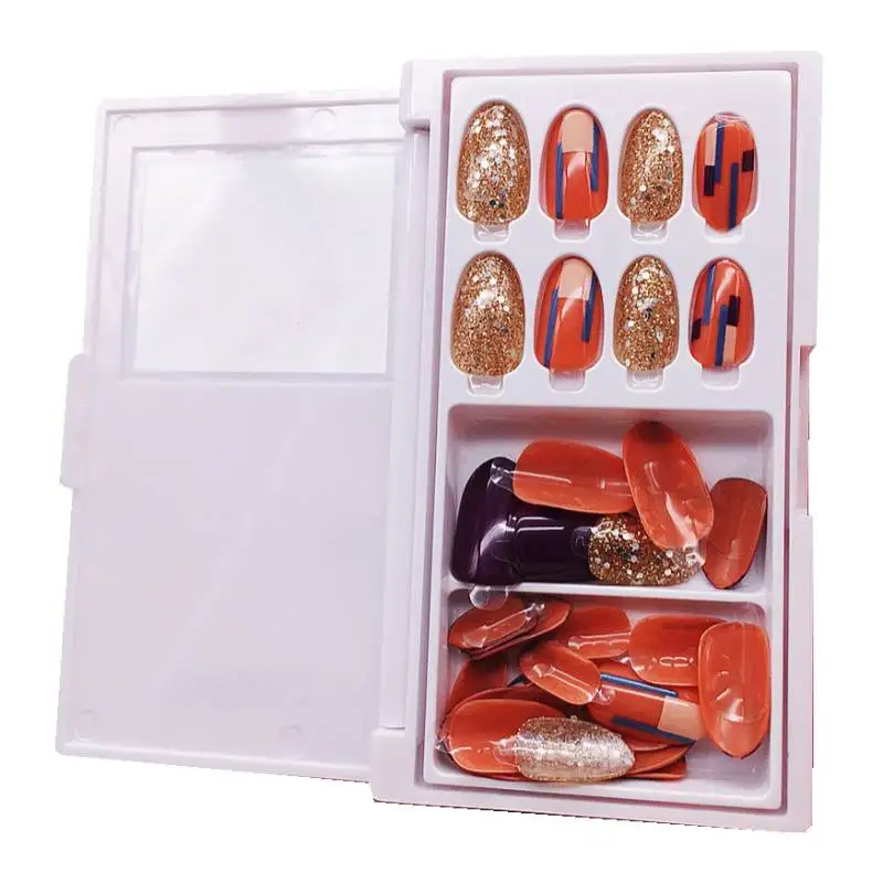 30pcs/box Short ballerina coffin solid color natural false nails full cover artificial acrylic nails false nails for DIY salon