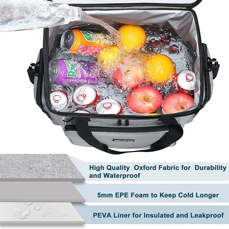 Custom Printed 300D 600D Polyester Lunch Bag Office Travel Picnic Portable Food Takeway Shoulder Thermal Insulated Cooler Bag