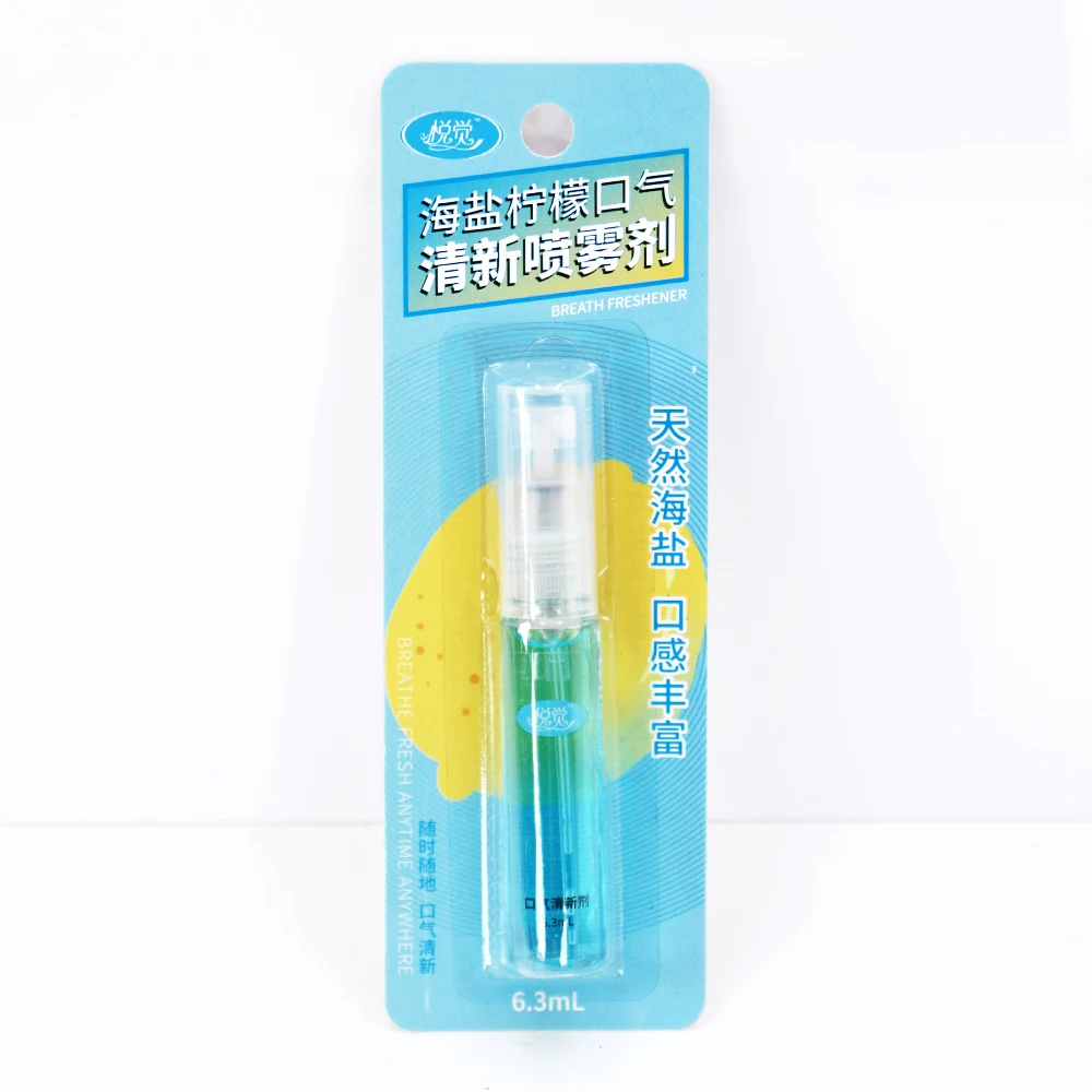 Factory Custom Portable Sea Salt Lemon Breath Freshener Moist Oral Care Mouth Spray Mix Fruit Breath Spray 6.3ml