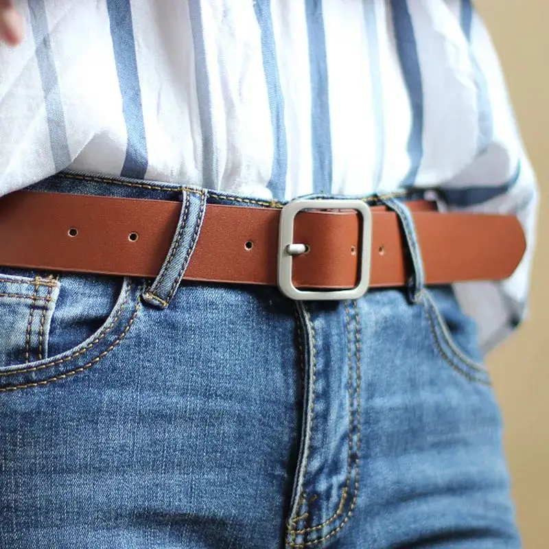 Decorative Belt Metal Square Buckle Belt Ladies Jeans Versatile Belt