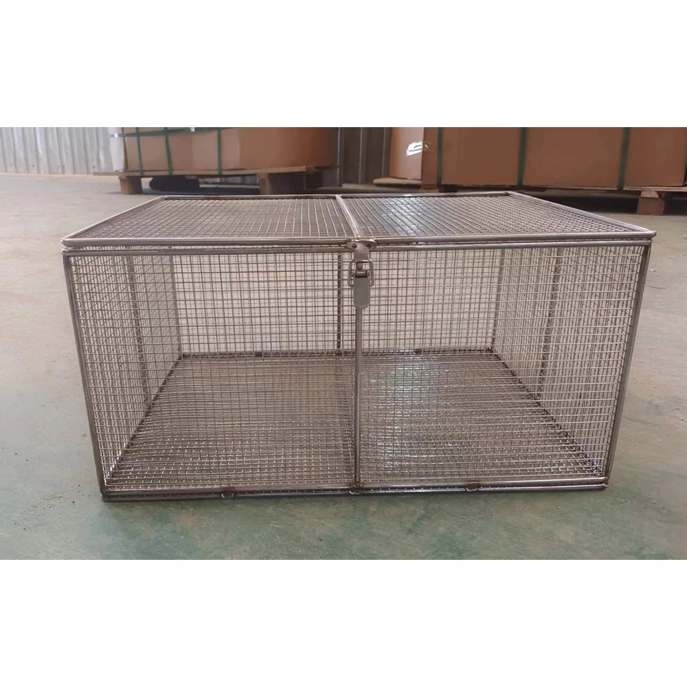 Custom made wire baskets with a lock 304 316 Stainless Steel Wire Mesh Storage Baskets for Metal Sterilization