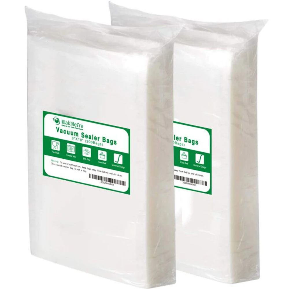 200PCS 6*10In Combo Food Vac Bags Vacuum Seal Bags Commercial Grade BPA Free Boil Microwave & Freezer Safe