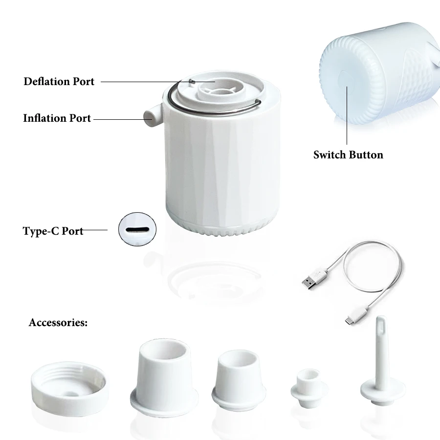 Auto Electric Rechargeable 3 in 1 Air Pump with Inflatable & Vacuum function pump SOS Light Multifunctional Camping Tool