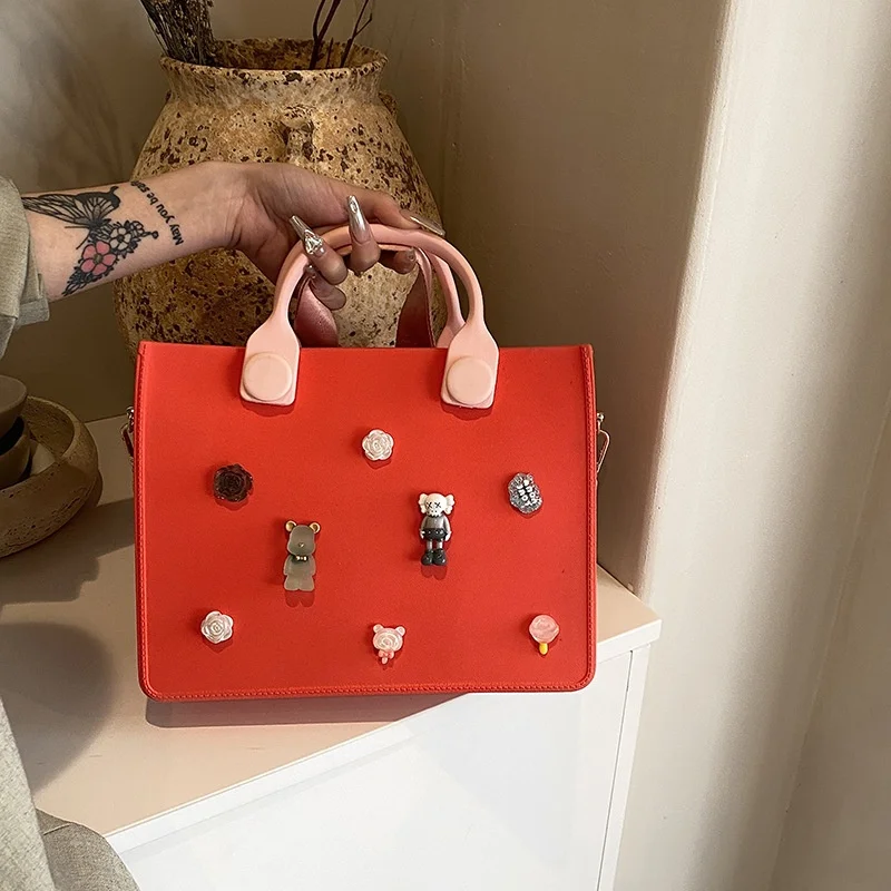 2024 Spring Summer New Arrival Niche Style Design Pure Color EVA Office Storage Briefcase with Hole Bag Satchel Classy Fashion