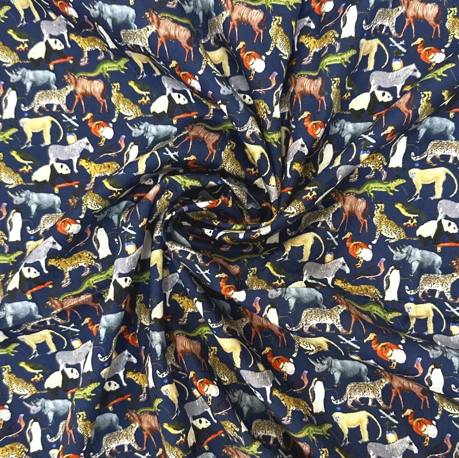 Liberty Fabric Custom Digital Print Flowers Cherry Bird Animal Twill Cotton Liberty For Clothing