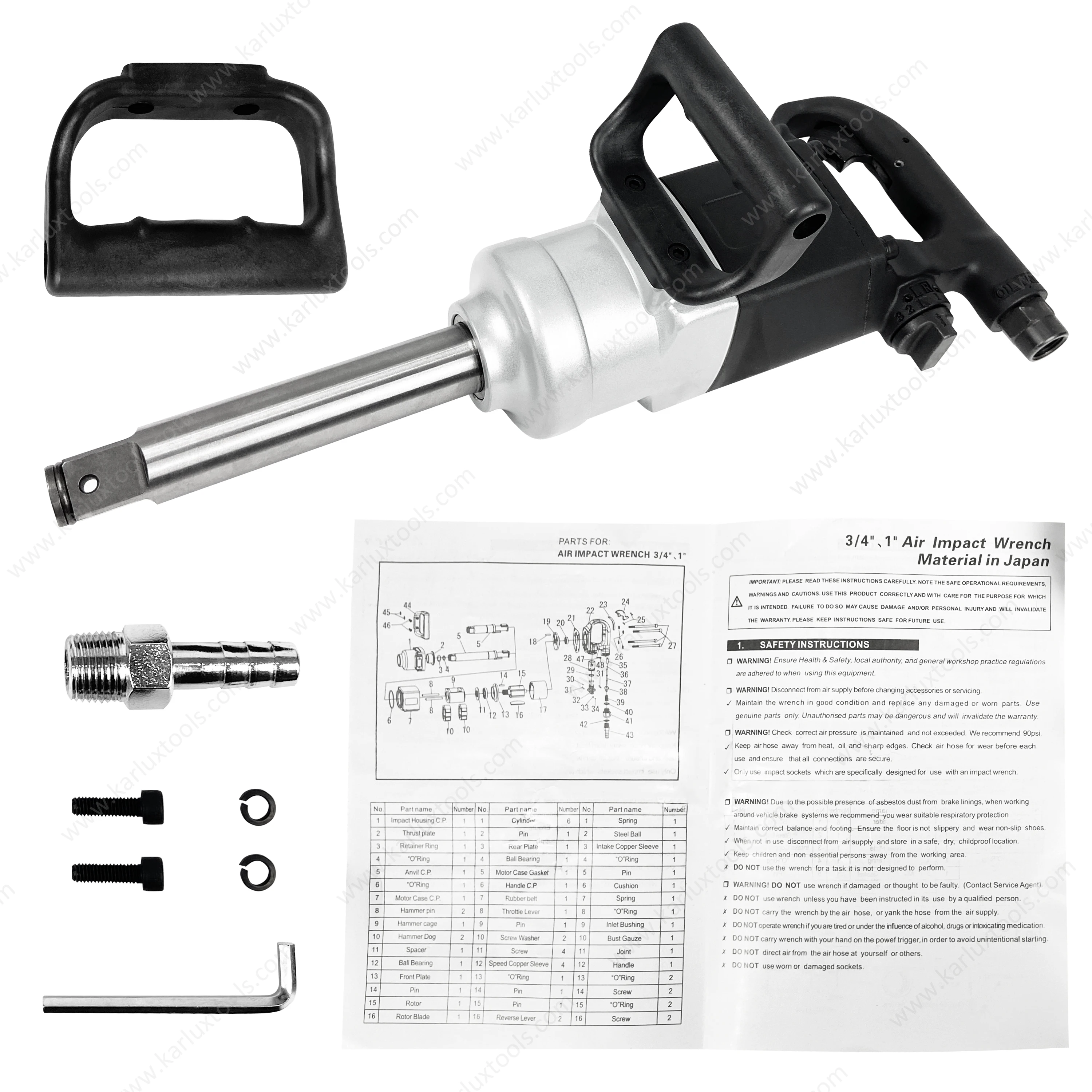 Heavy Duty Power Tools Industrial 1inch Pinless Air/Pneumatic Impact Wrench