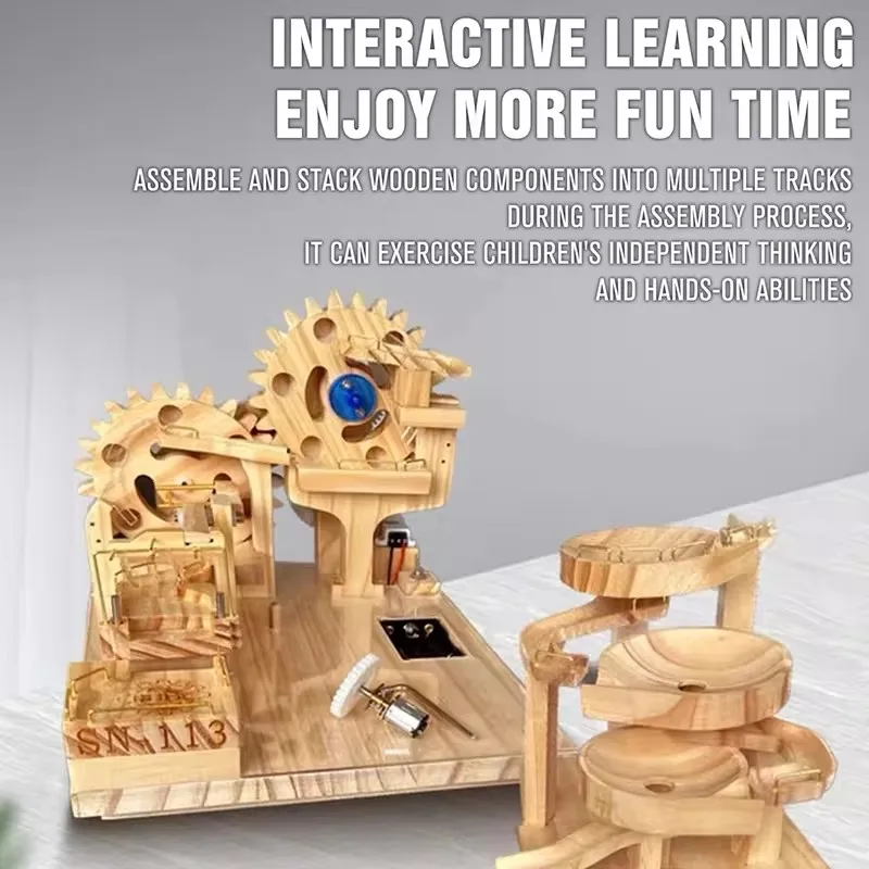 Maze Balls Assembling Kids Building Block Wood Marble Run Track STEM Toy Bricks Set 3D Wooden Track Educational Toys
