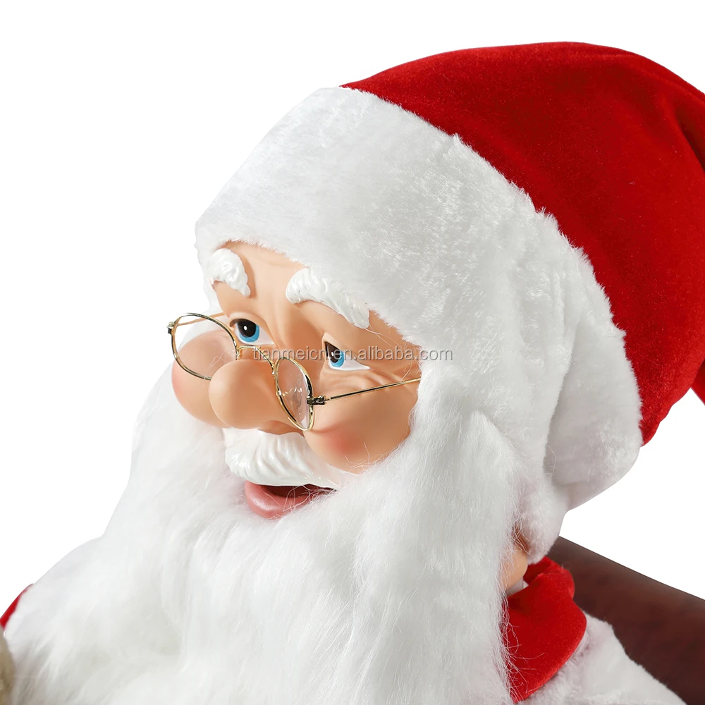 100cm Christmas Animated Sofa Santa Claus with Lighting Musical Ornament Decoration Traditional Holiday Figurine Collection