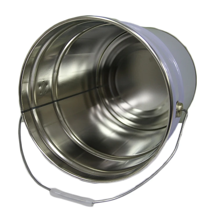 Высококачественная недорогая белая ручная масляная банка с цветочной крышкой, круглое металлическое круглое ведро на 5 галлонов