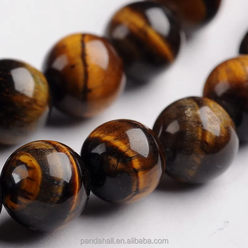 PandaHall 8mm Round Natural Tiger Eye Gemstone Bead