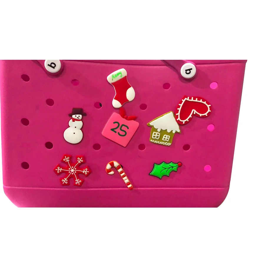 Custom logo bogg bag accessories silicone Handbag bogg tote bag Insert charms accessories for silicone beach bags