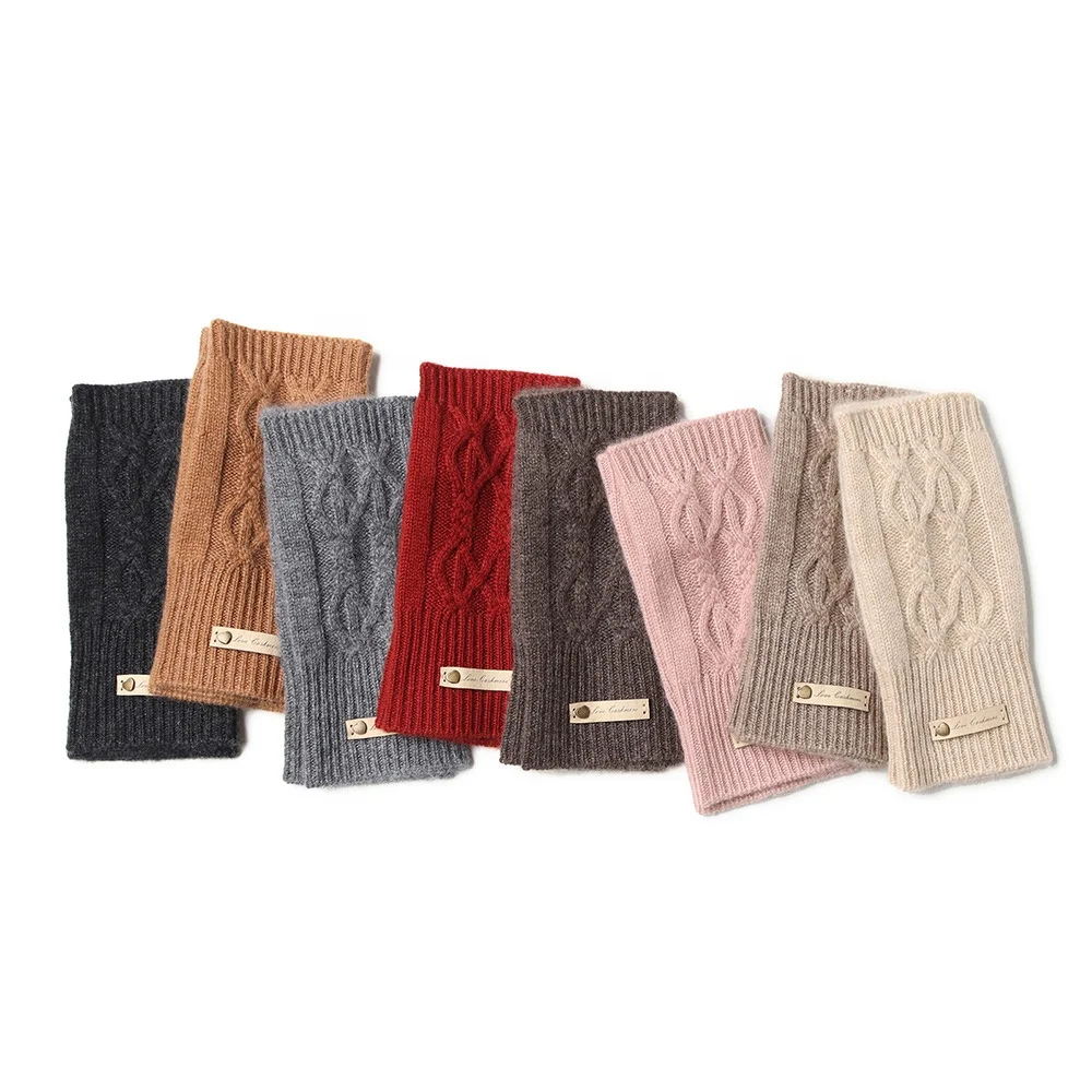 inner mongolian ladies 100% cashmere knit winter fingerless gloves custom fashion women thermal cashmere mitten gloves