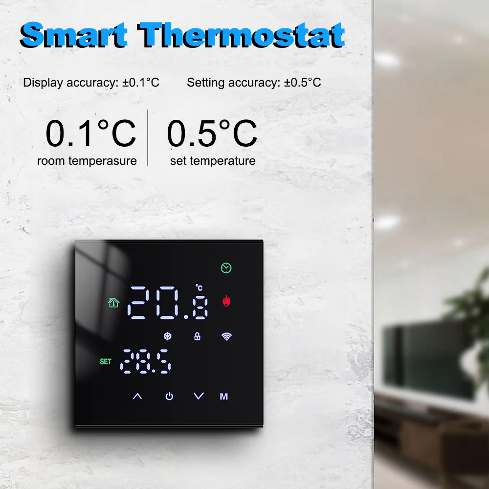 95~240V WiFi Thermostat Touch Screen Tuya Smart Home Room Electric Underfloor Heating Boiler Controller Color Display