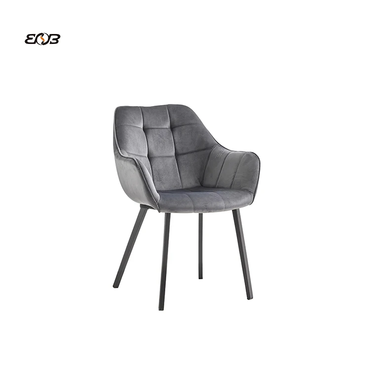 Hot sale restaurant furniture free samples modern simple colorful fabric / velvet dining chair with metal legs
