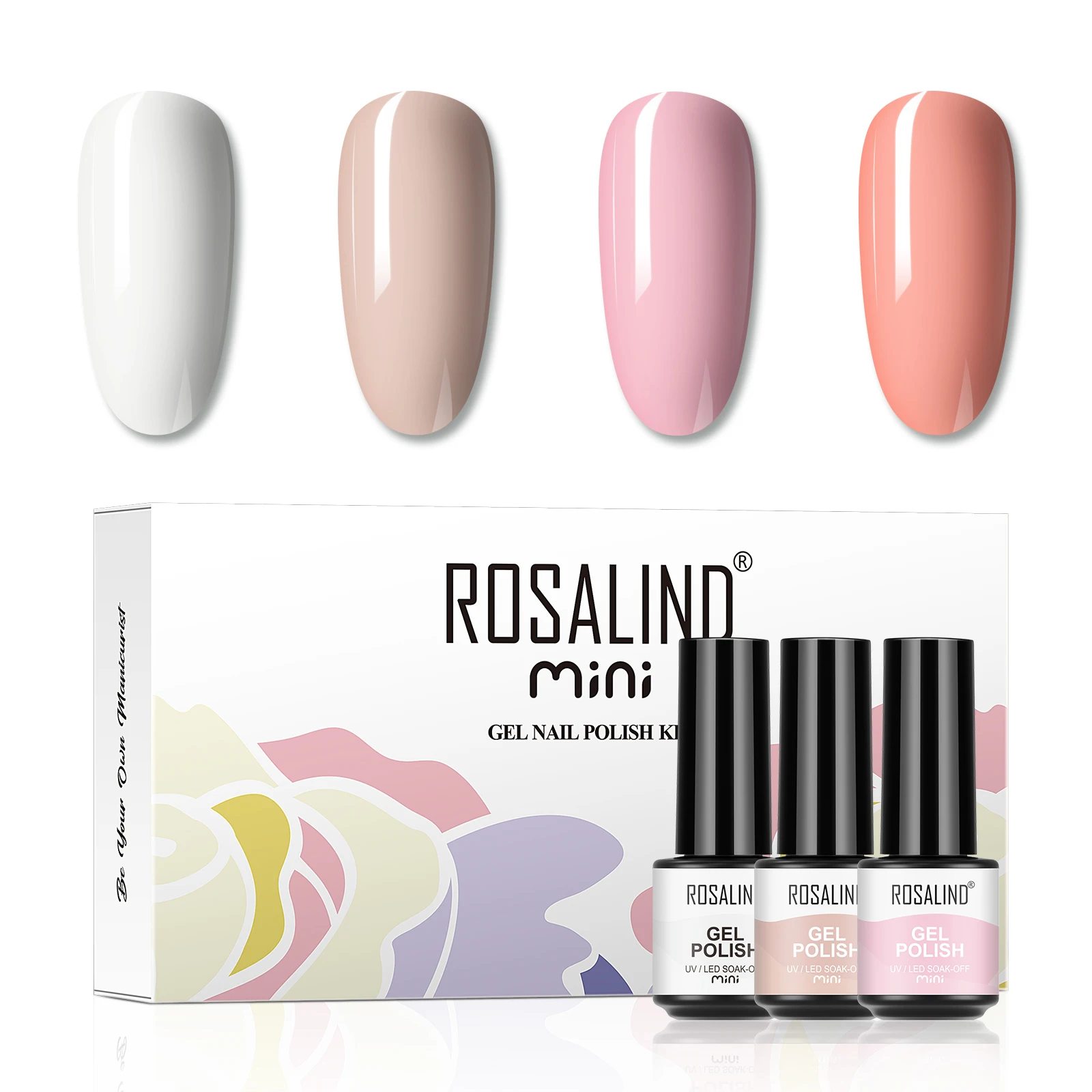 ROSALIND oem logo nails art fashion light colors gel polish set wholesale semi-permanent non toxic plain painting uv gel varnish