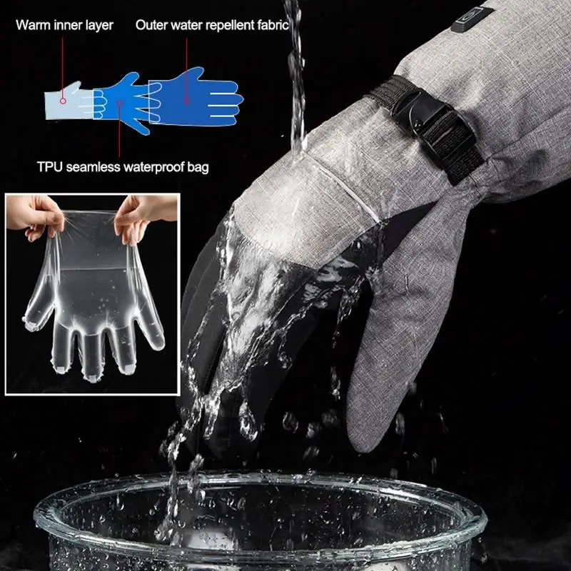 Winter Ski Motorcycle Fishing Rechargeable Battery Heating Gloves