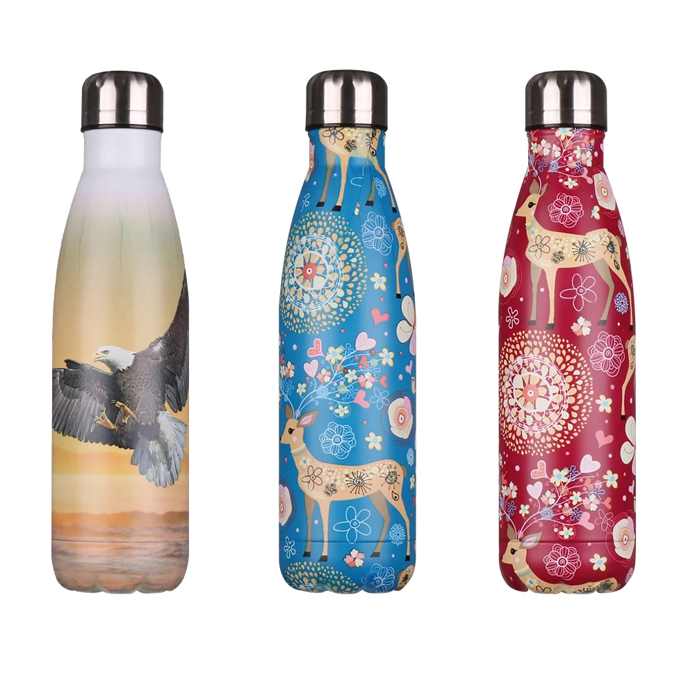 
HEALTH-KIN Double Walled Vacuum Insulated Cola Shape Thermos Flask 500ml Stainless Steel Insulated Water Bottle 