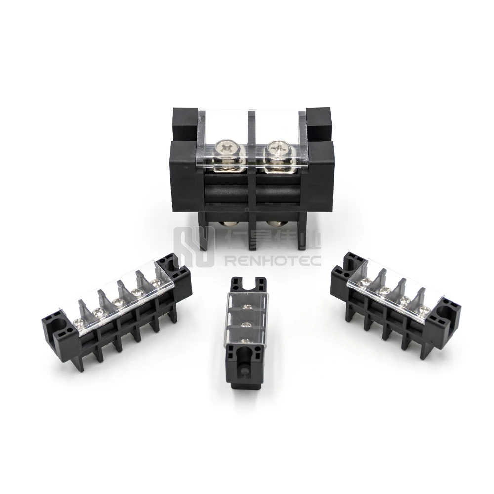 45amp Black Barrier Fixed Terminal Block Cover Connector 0.5-1.5mm2 TB1503 Screwless Wire Spring Cable Terminal Block