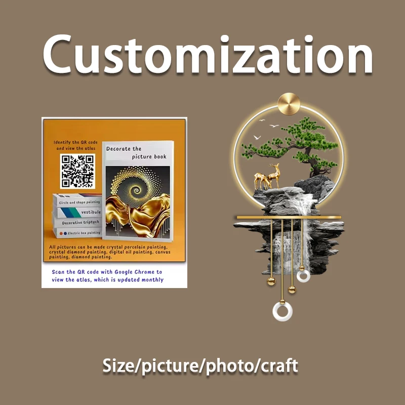 High mountain running water and rivers porch wall decor painting landscape high-grade three-dimensional LED hanging pictures