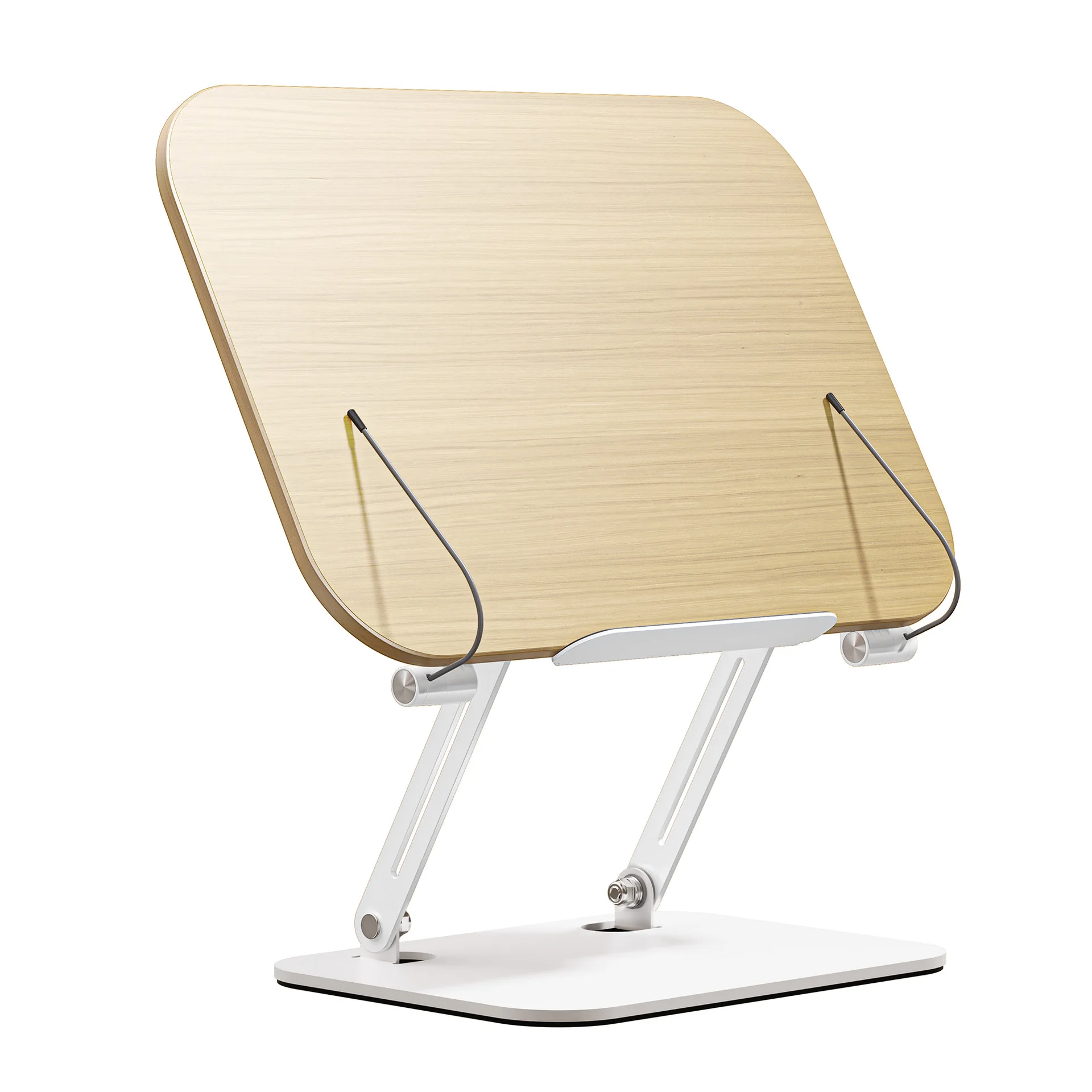 Boneruy Plywood Ergonomic Book Holder Adjustable Cookbook Stands With Page Paper Clips Classic Foldable Book Reading Stand