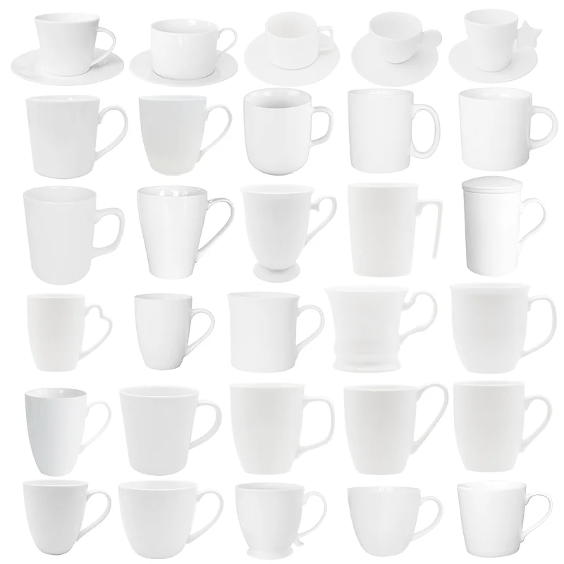 Tazas De Ceramica Пользовательский логотип пустая белая фарфоровая керамическая кофейная кружка чашки оптовая