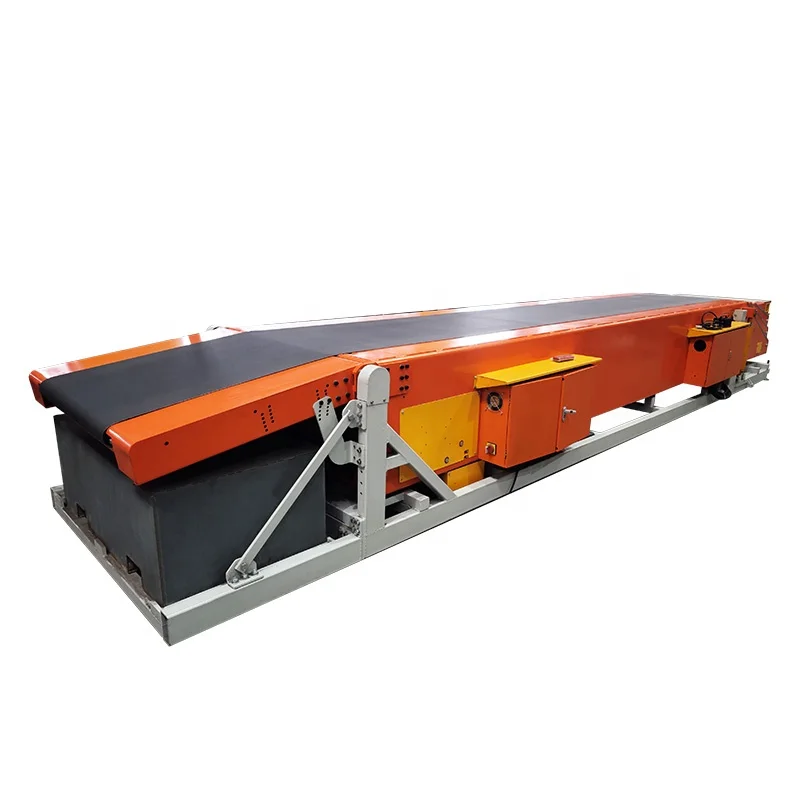Container Loading and Unloading Extendable Movable Belt Telescopic Conveyor With Hydraulic Cylinder