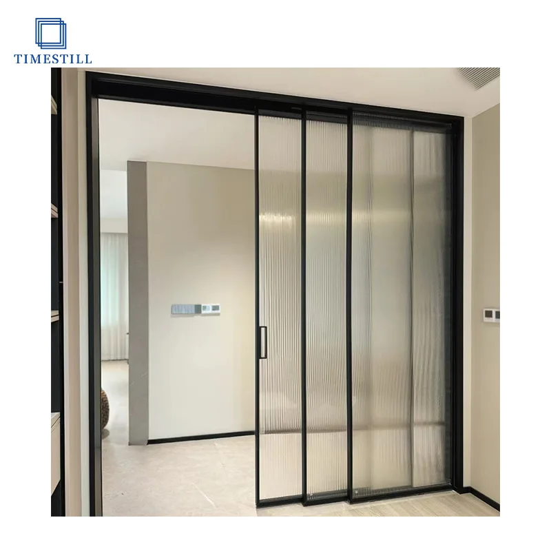 80 Micro Edge Triple Link Door Optional Art Glass Aluminum Framed Sliding Door with Multiple Doors