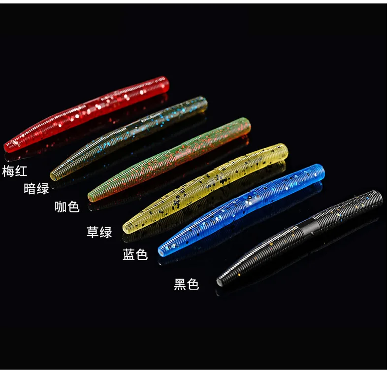 CASTSOON Newbility 8cm/2g  10.5cm/4g Glitter Fluorescent Soft Plastic Lures Bass Fishing Senko Grubs Worm Bait Fishing Lure