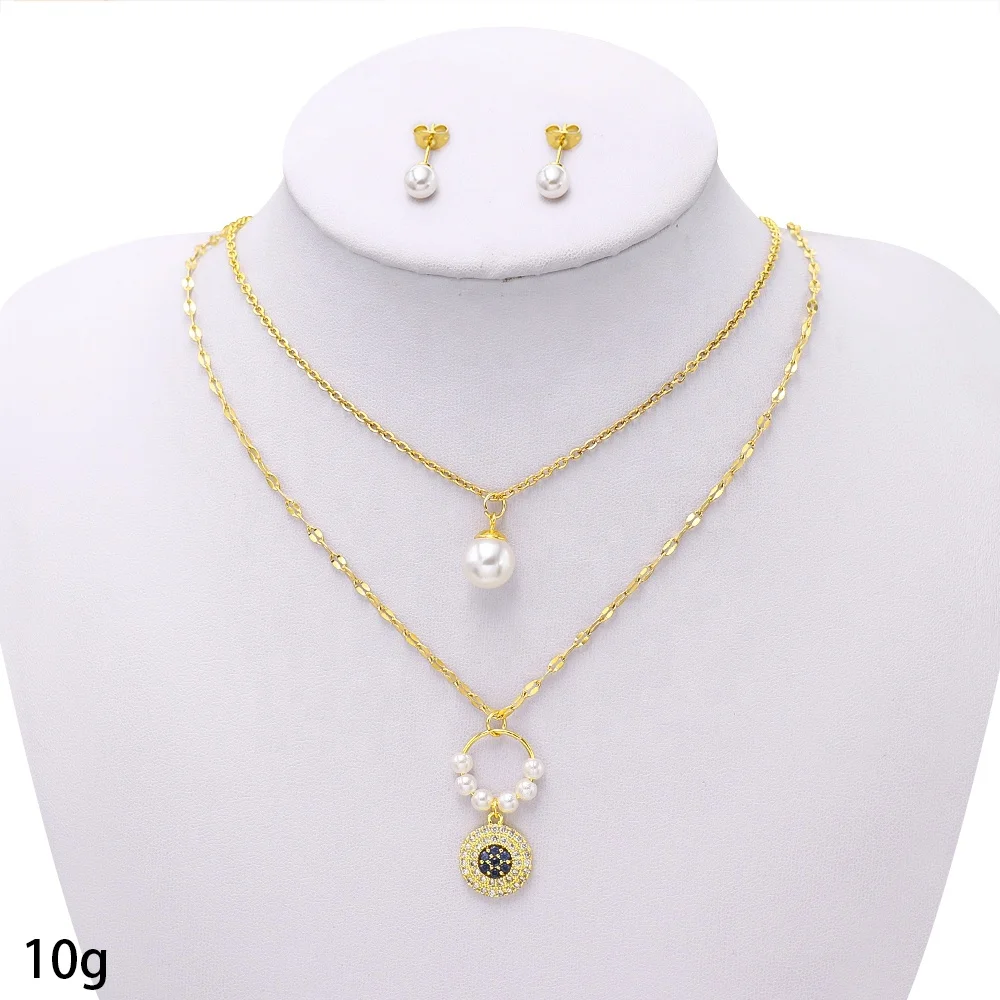 Mexican Imported 24k Gold Plated Jewelry Set Mutil Pearl Female Heart Wedding Square Dubai Gold Jewelry