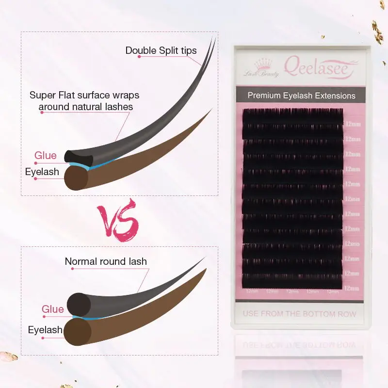 Qeelasee ellipse flat eyelash extensions mink Cashmere Verdor Flat Eyelash Extensions