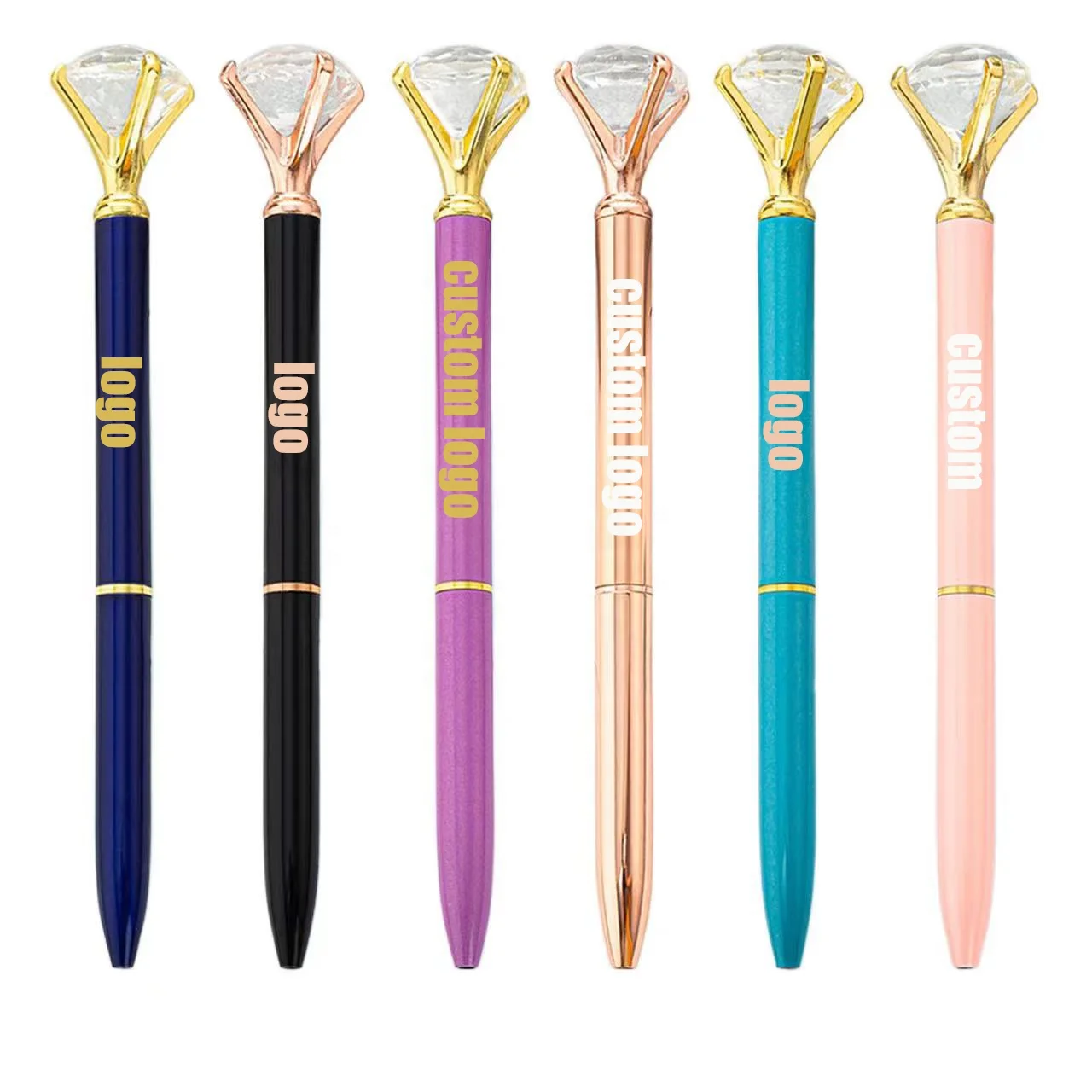 Personality Crystal Diamond Pen Bling Metal Ballpoint Pen Office And School Custom Logo Promotional Stationery Gift