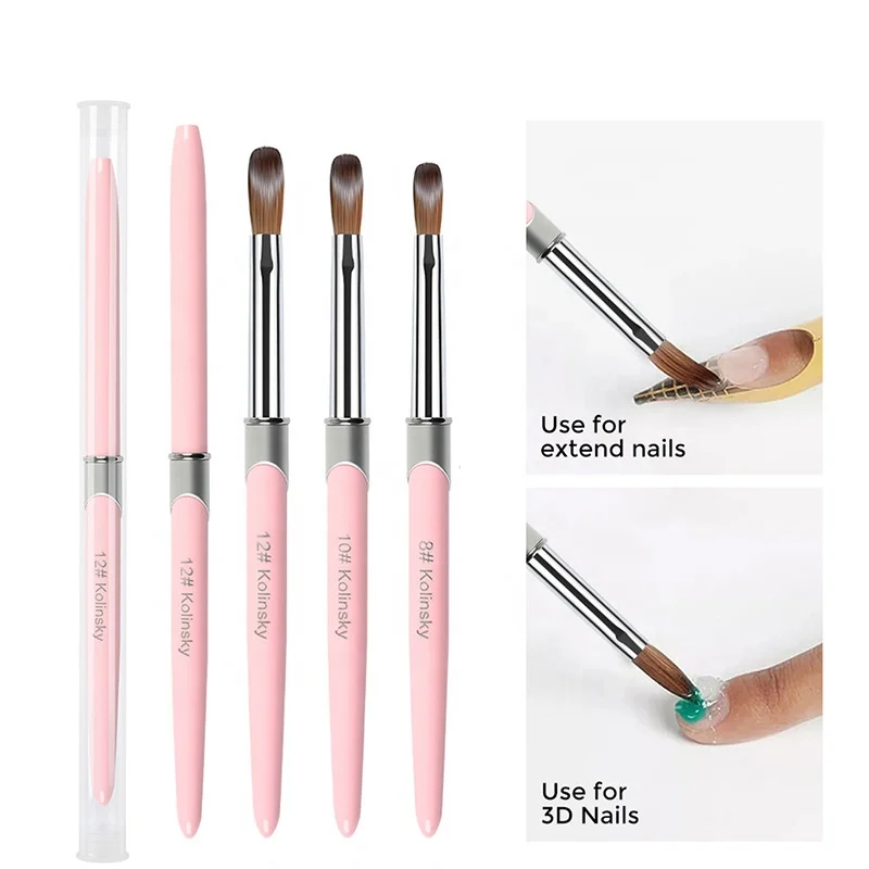 Profession Acrylic Brush Kolinsky High Quality Round Shaped Handle 100 Kolinsky Nail Brushes for Acrylic Application